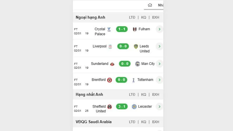 Giao diện Livescore KQBD 24H thân thiện, tối ưu cho cả desktop và mobile