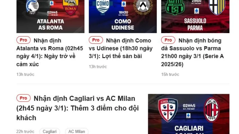 KQBD 24H tổng hợp nhận định bóng đá từ nhiều giải đấu danh giá