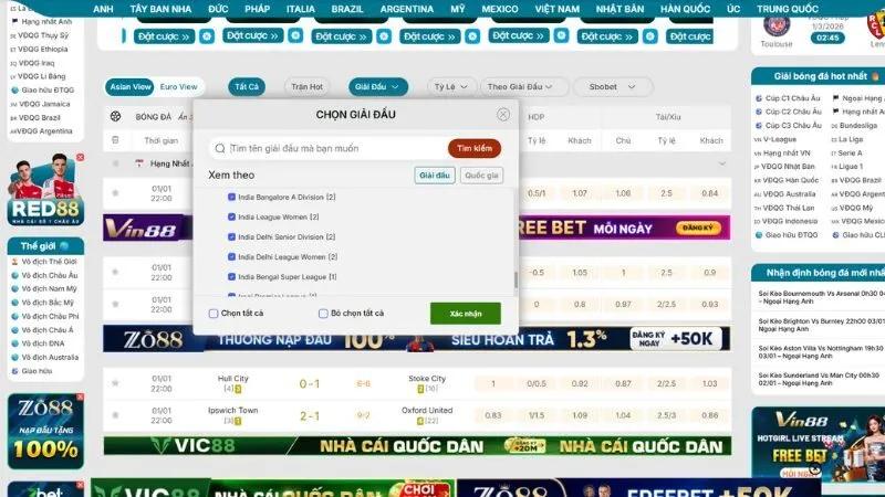 Sử dụng bộ lọc tại KQBD 24H để xem kết quả V.League 1